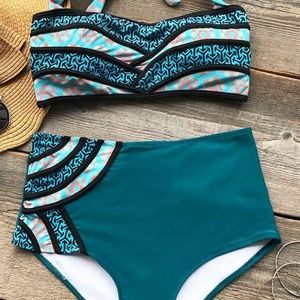 Halter Bikini with High Waisted Bottoms Swim Set